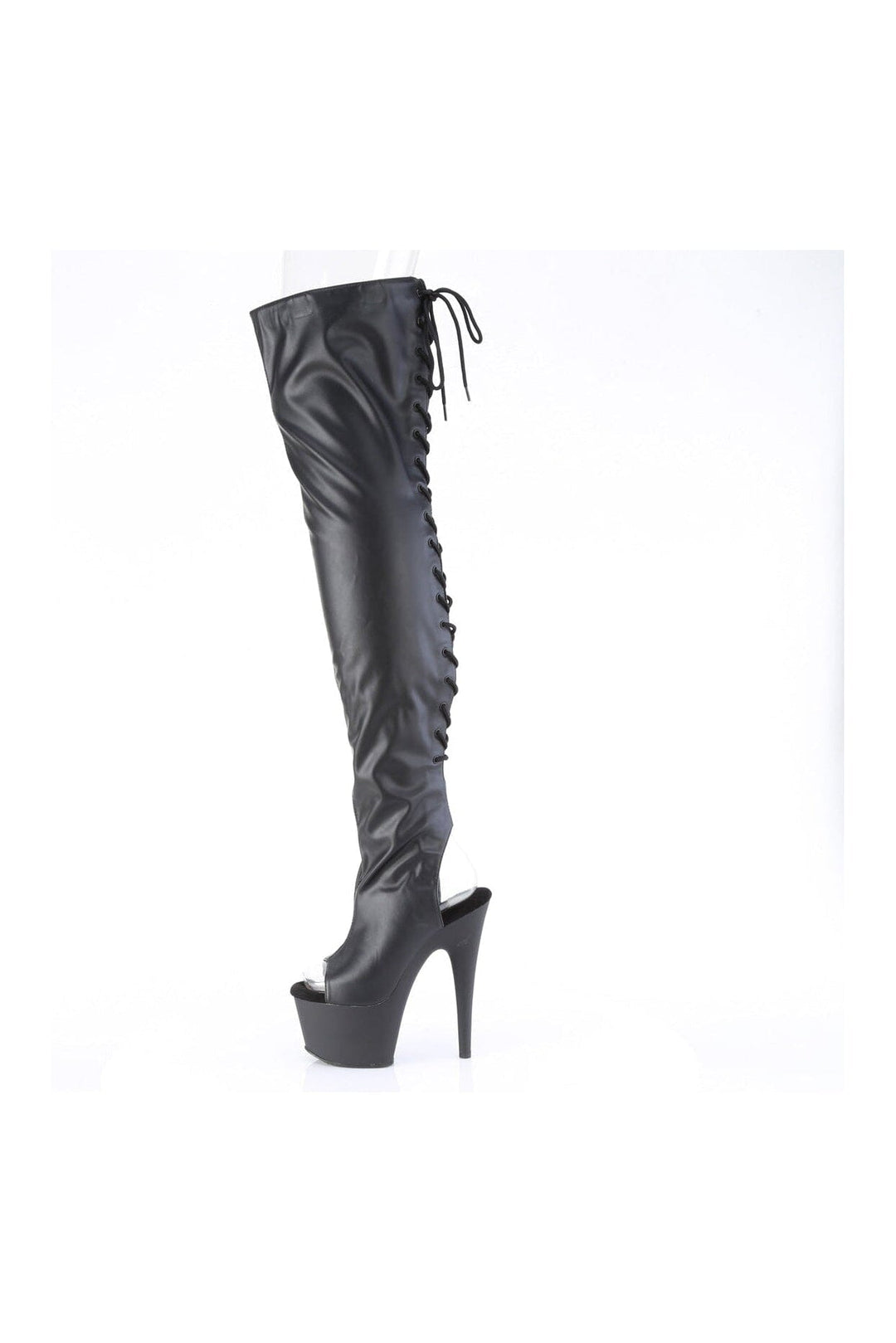 ADORE-3017 Black Faux Leather Thigh Boot-Thigh Boots-Pleaser-SEXYSHOES.COM