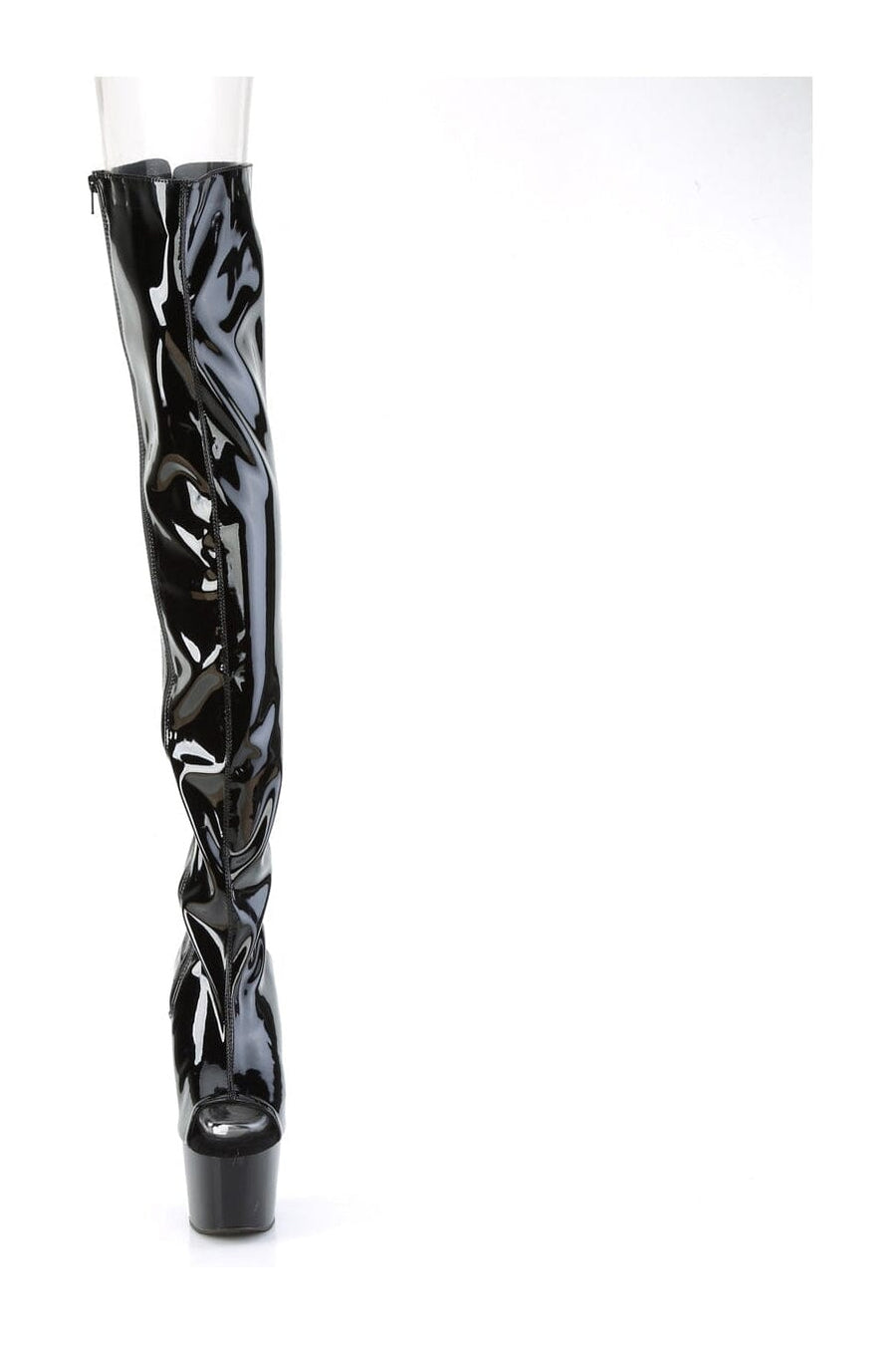 Pleaser ADORE-3017 Black Patent Thigh Boot in Black Patent