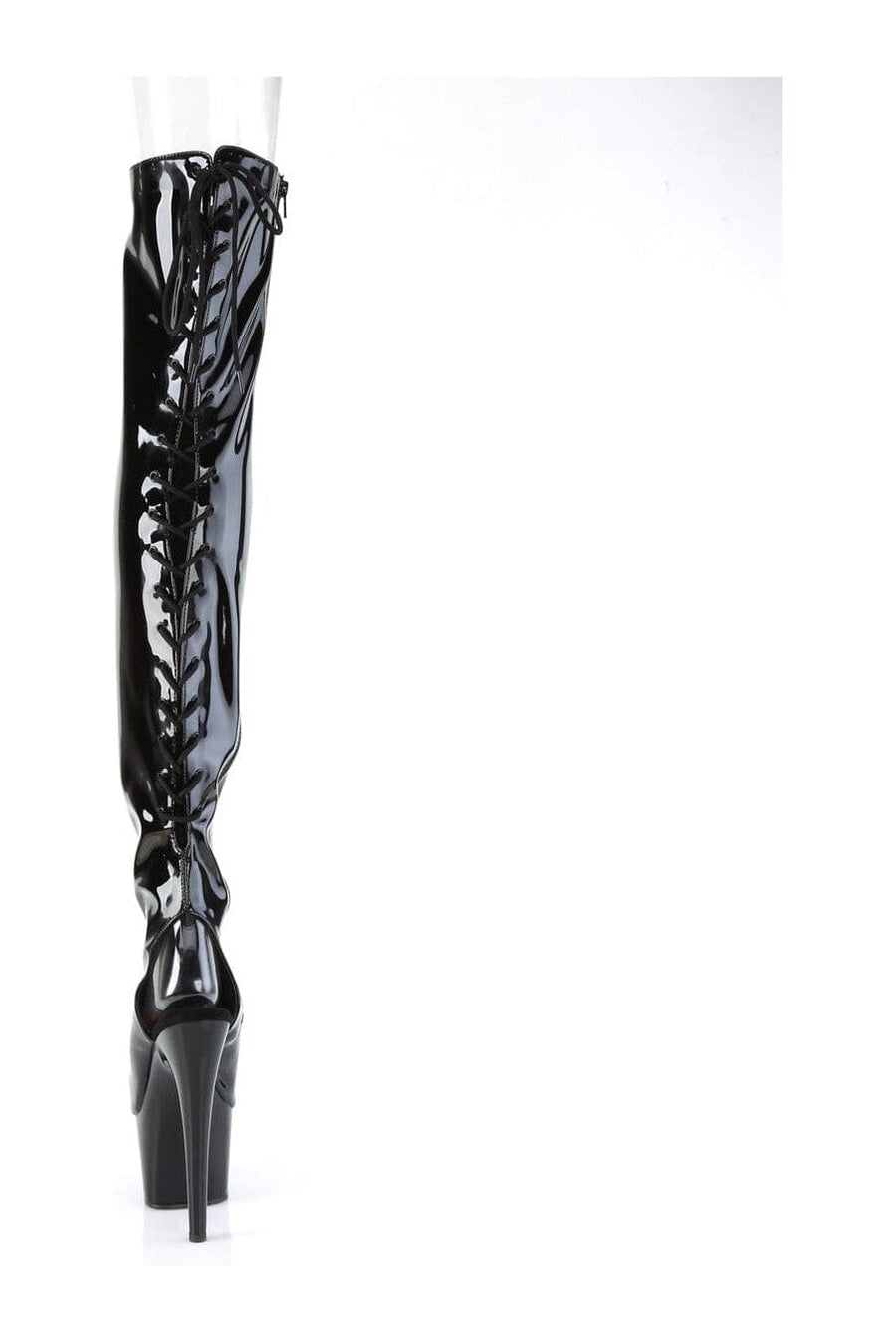 Pleaser ADORE-3017 Black Patent Thigh Boot in Black Patent