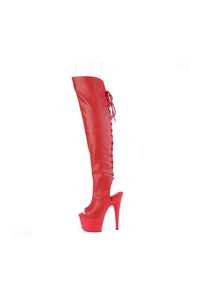 Pleaser ADORE-3019 Red Faux Leather Knee Boot in Red Faux Leather