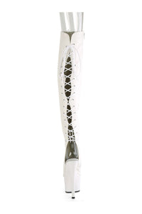 Pleaser ADORE-3019 White Faux Leather Knee Boot in White Faux Leather