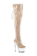 ADORE-3019C Clear Faux Leather Knee Boot