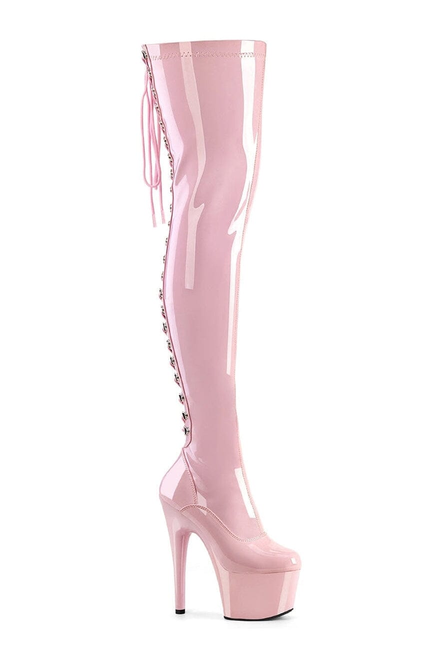 ADORE-3063 Pink Patent Thigh Boot-Thigh Boots-Pleaser-Pink-10-Patent-SEXYSHOES.COM