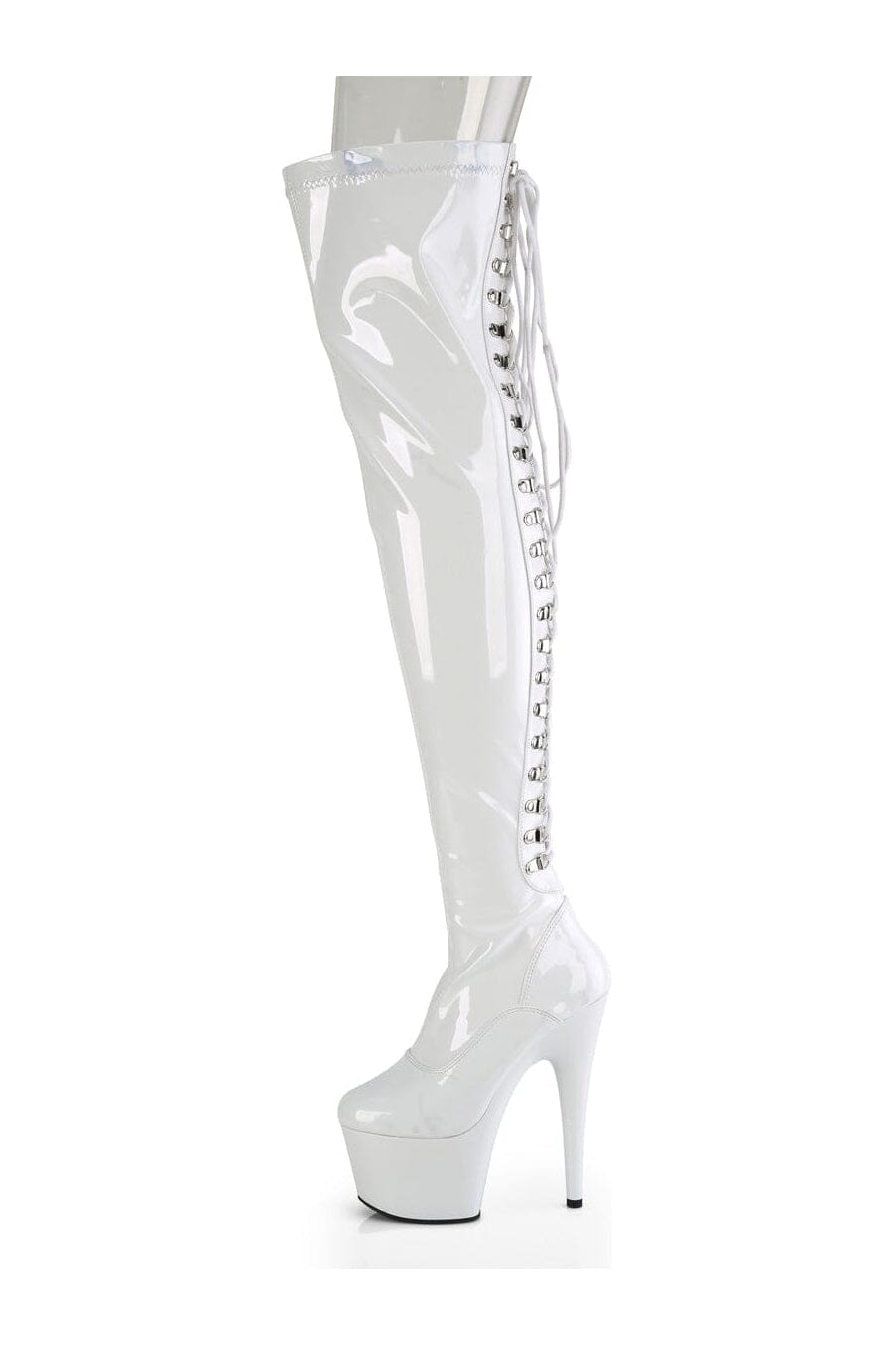 ADORE-3063 White Patent Thigh Boot-Thigh Boots-Pleaser-SEXYSHOES.COM