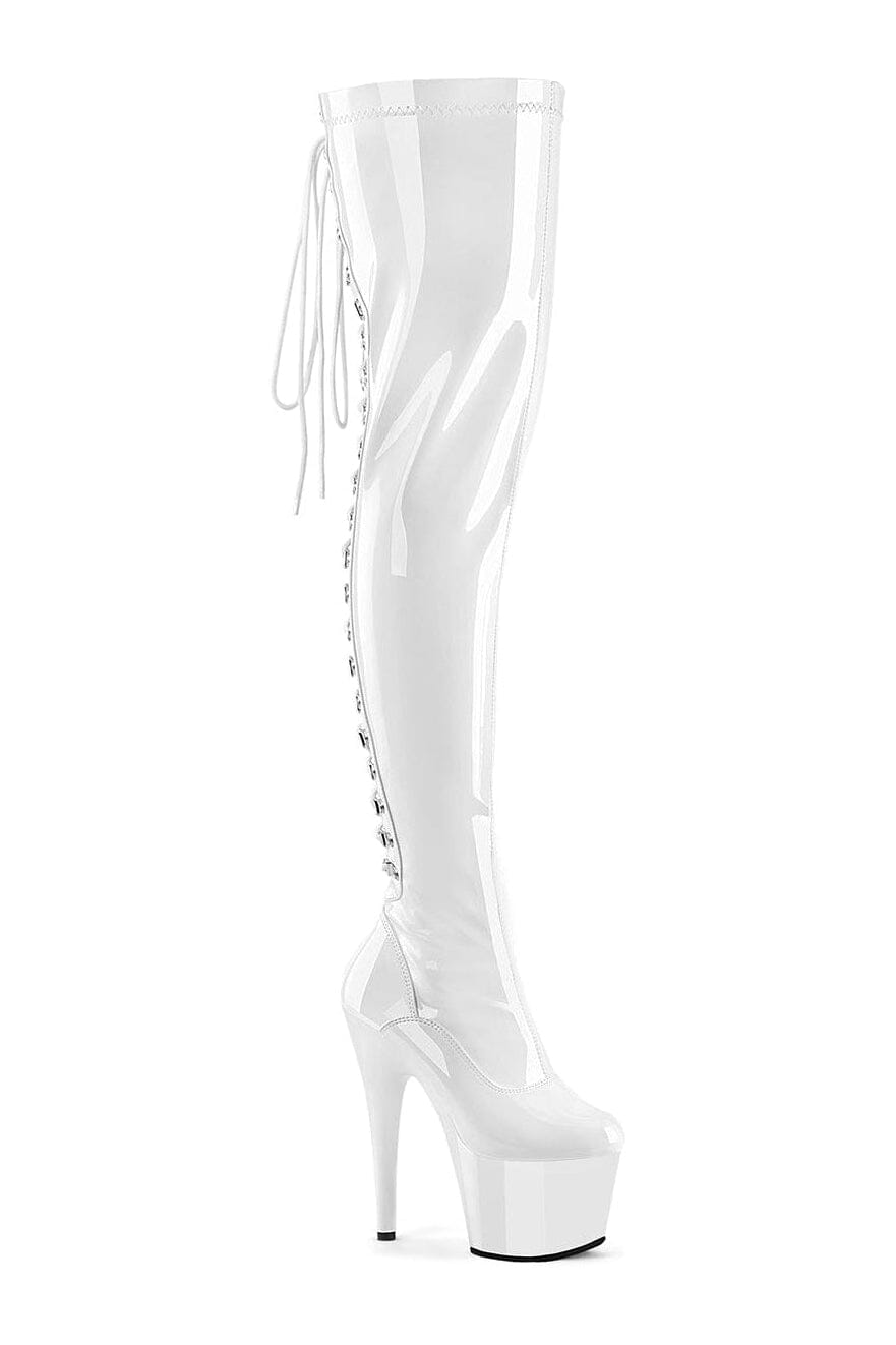 ADORE-3063 White Patent Thigh Boot-Thigh Boots-Pleaser-White-10-Patent-SEXYSHOES.COM