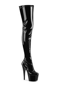 Pleaser ADORE-4000 Black Patent Thigh Boot in Black Patent from SexyShoes.com
