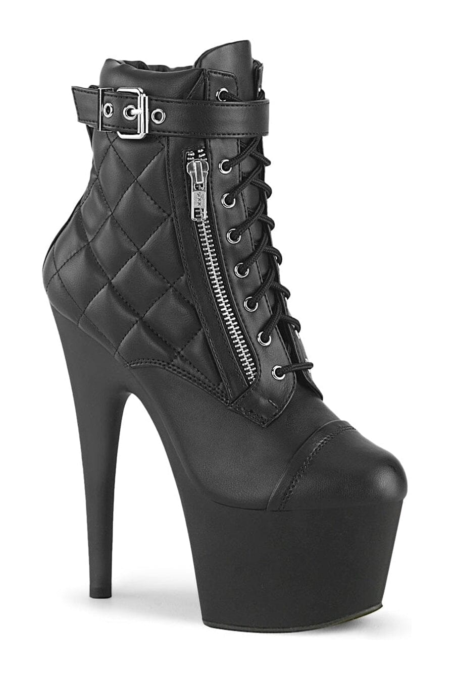 ADORE-700-05 Black Faux Leather Ankle Boot-Ankle Boots-Pleaser-Black-10-Faux Leather-SEXYSHOES.COM