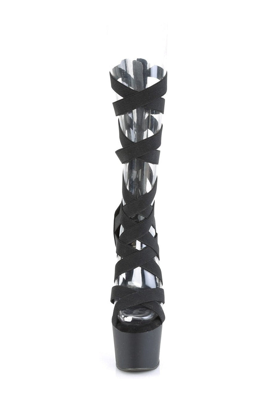 Pleaser ADORE-700-48 Sandal in Black Faux Leather