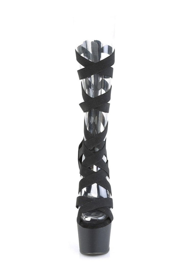 ADORE-700-48 Sandal | Black Faux Leather