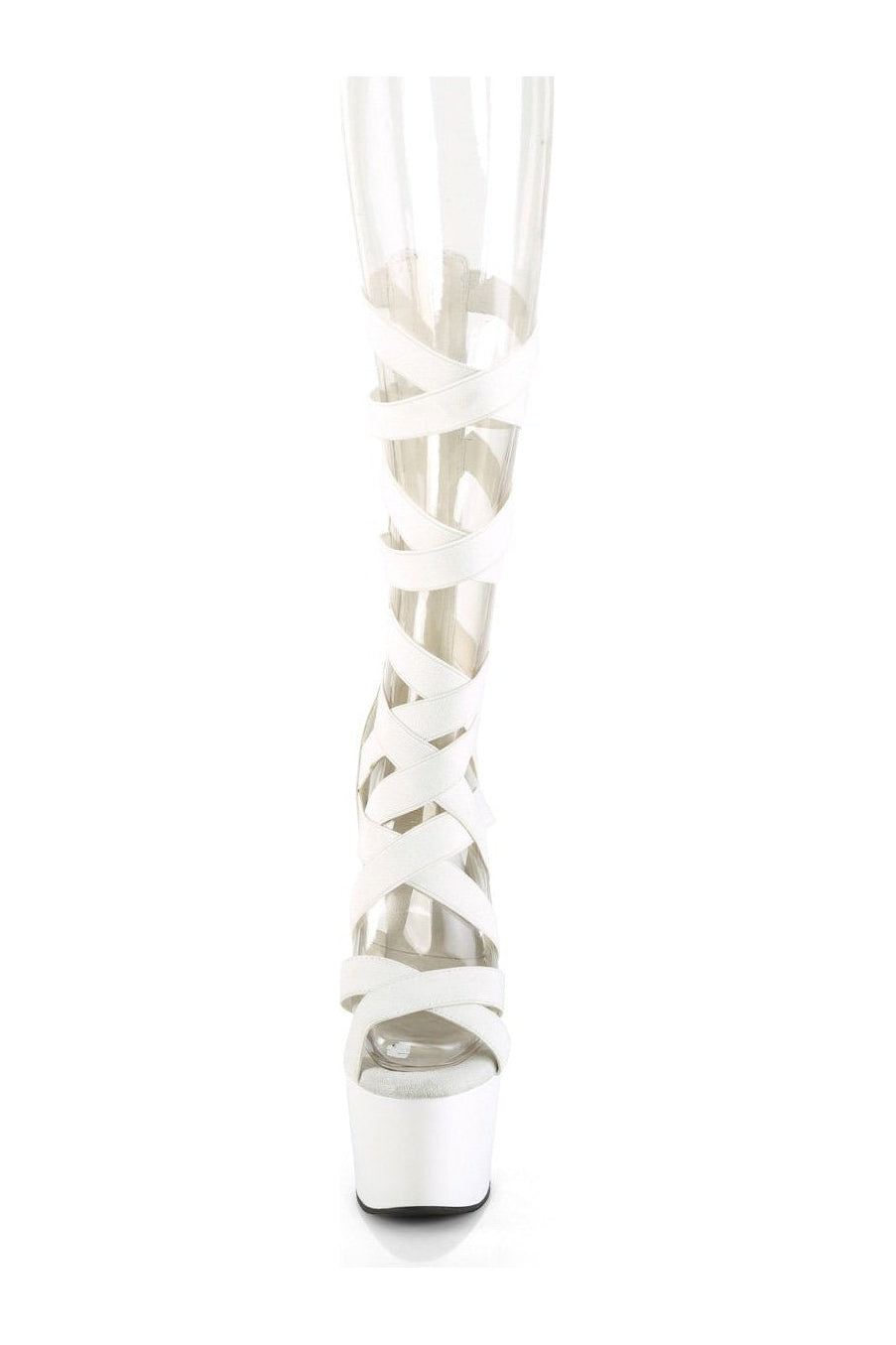 ADORE-700-48 Sandal | White Faux Leather-Sandals-Pleaser-SEXYSHOES.COM