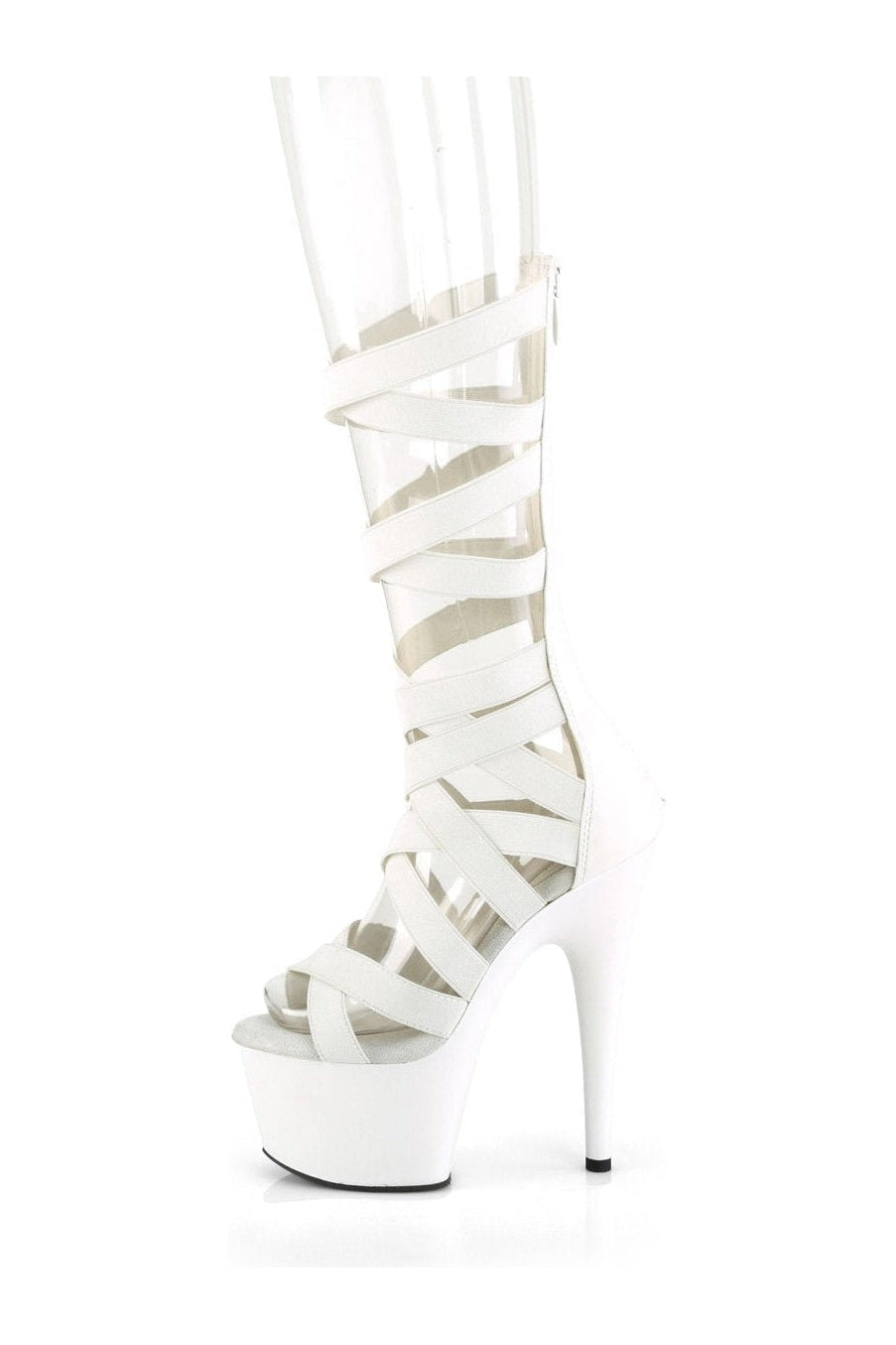 ADORE-700-48 Sandal | White Faux Leather-Sandals-Pleaser-SEXYSHOES.COM