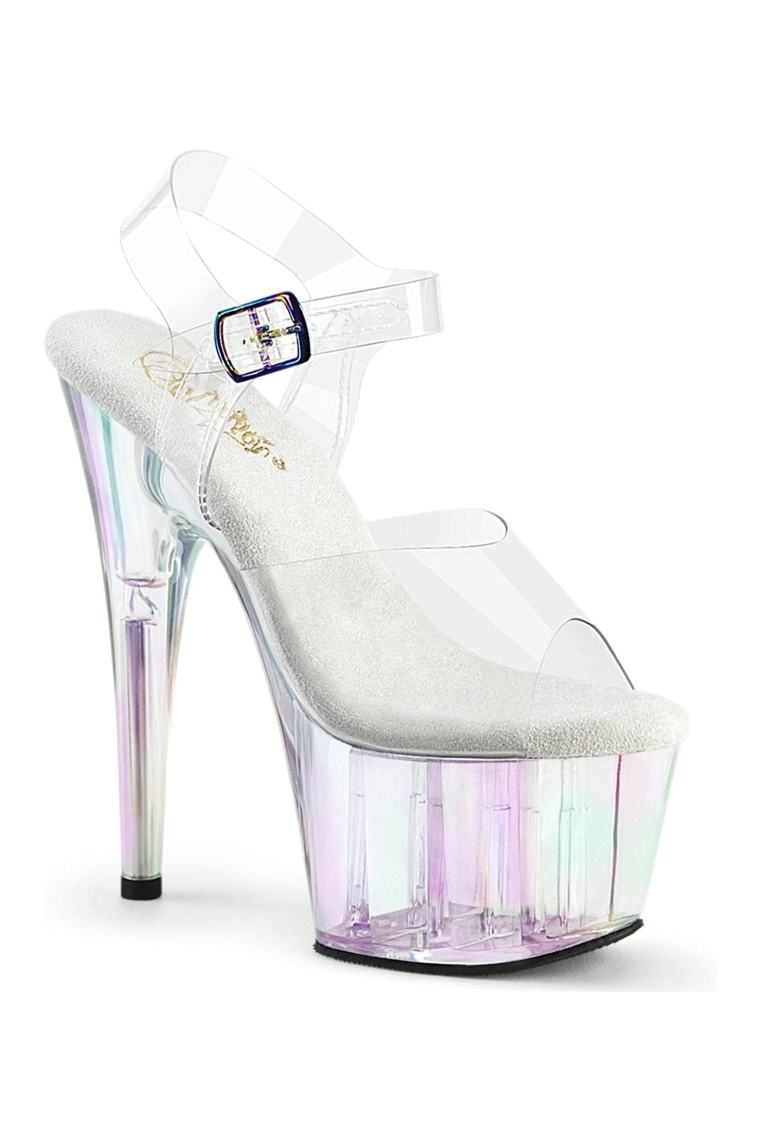 Pleaser ADORE-708HT Clear Vinyl Sandal in Clear Vinyl from SexyShoes.com