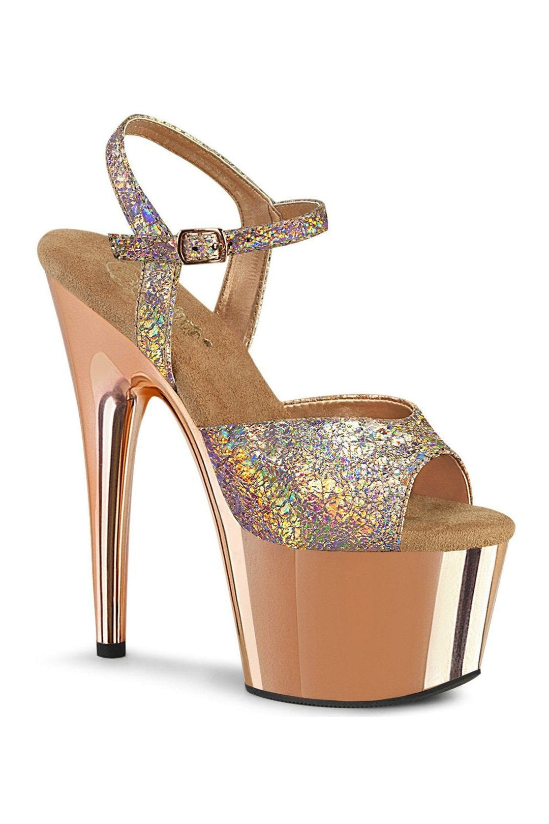 Pleaser ADORE-709HM Sandal in Rose Gold Faux Leather from SexyShoes.com