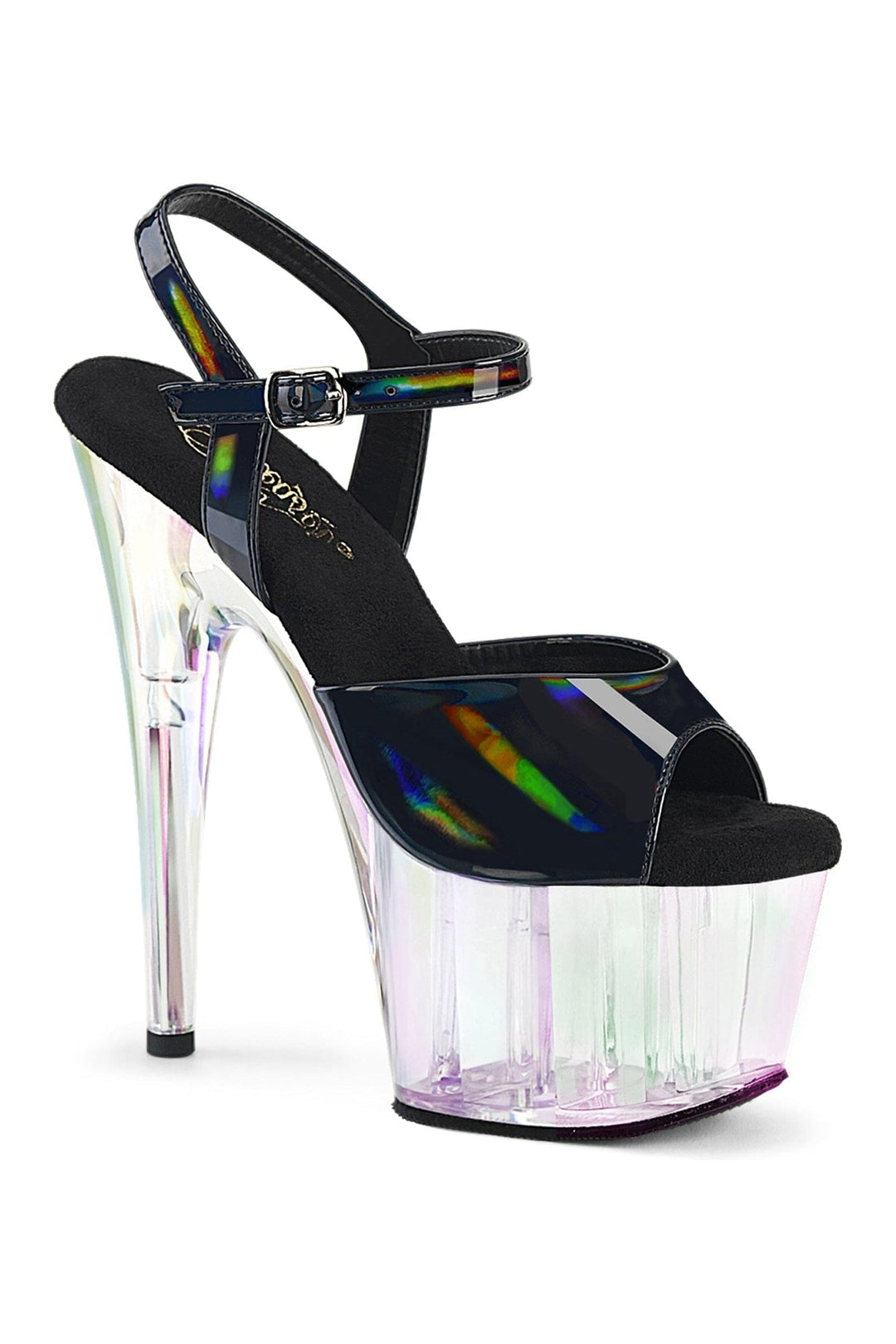Pleaser ADORE-709HT Black Hologram Sandal in Black Hologram from SexyShoes.com