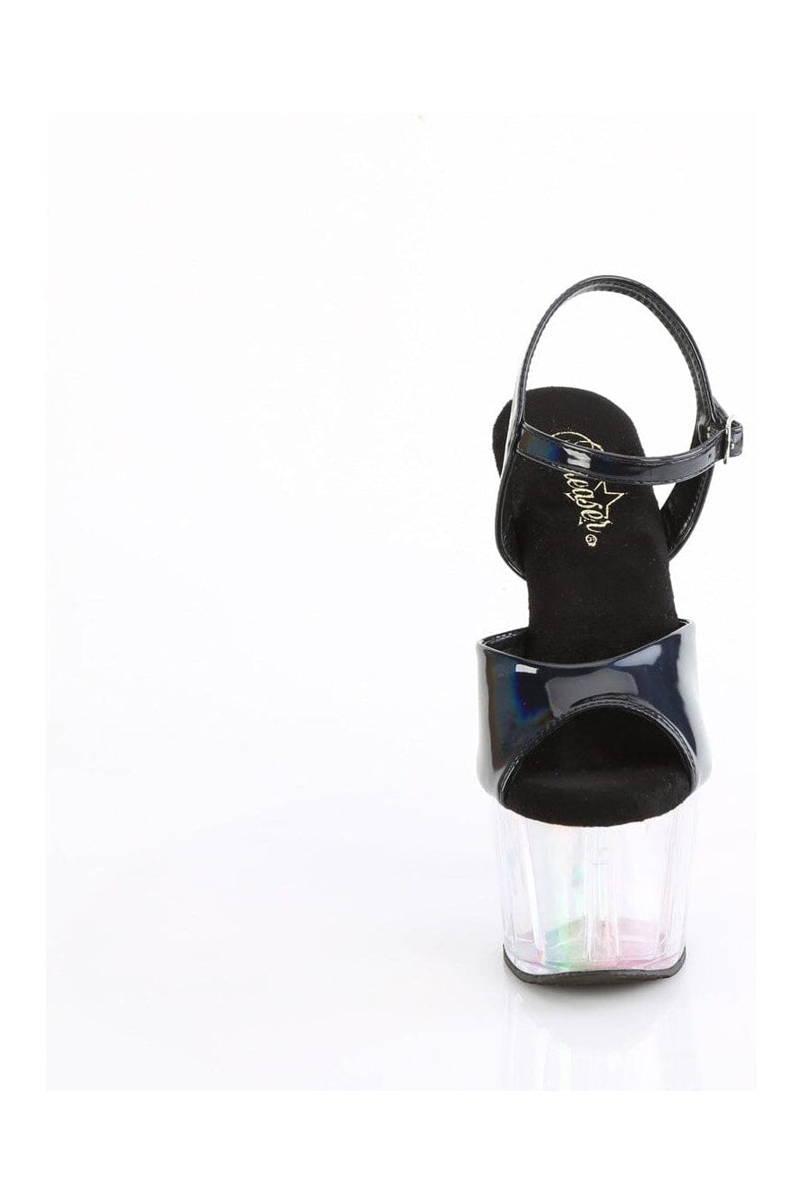 Pleaser ADORE-709HT Black Hologram Sandal in Black Hologram