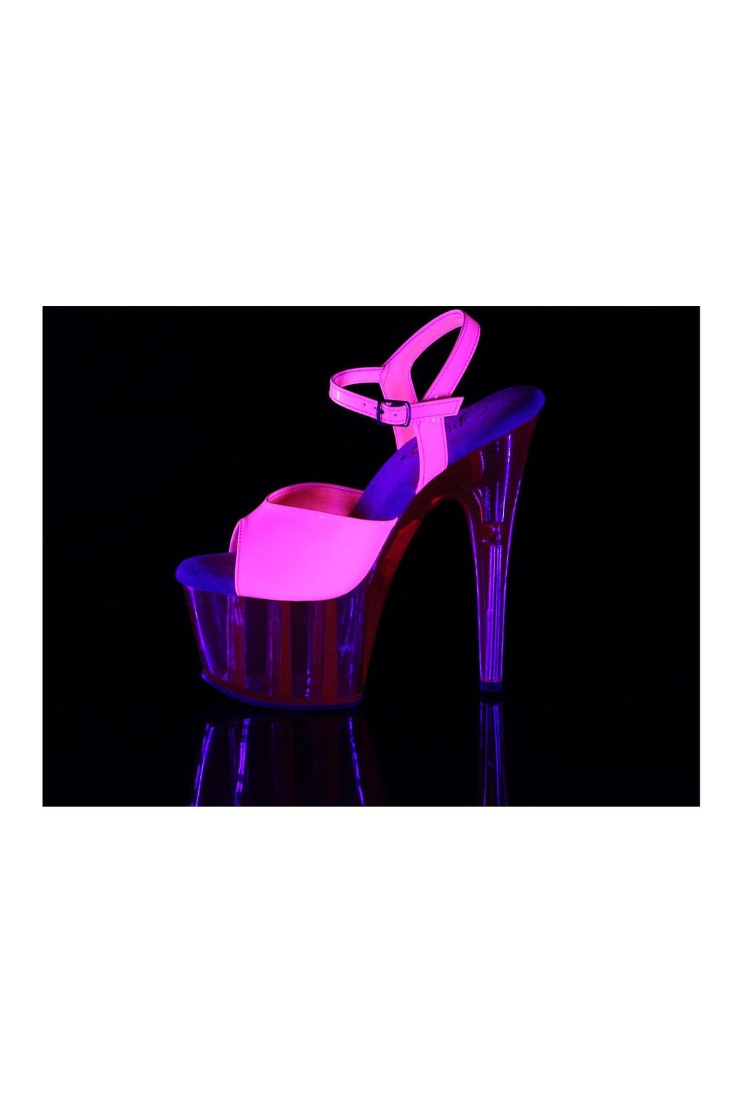 Pleaser ADORE-709UVT Fuchsia Patent Sandal in Fuchsia Patent