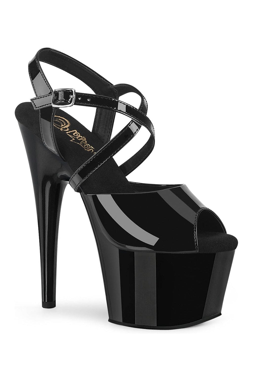 Pleaser ADORE-724 Black Patent Sandal in Black Patent from SexyShoes.com