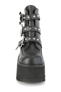 Demonia ASHES-55 Black Vegan Leather Ankle Boot in Black Vegan Leather