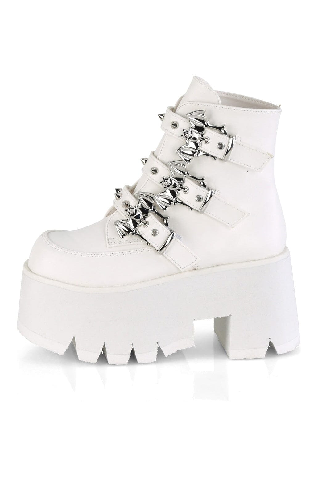 ASHES-55 White Vegan Leather Ankle Boot-Ankle Boots-Demonia-SEXYSHOES.COM