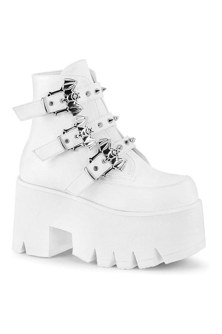 ASHES-55 White Vegan Leather Ankle Boot-Ankle Boots-Demonia-White-10-Vegan Leather-SEXYSHOES.COM