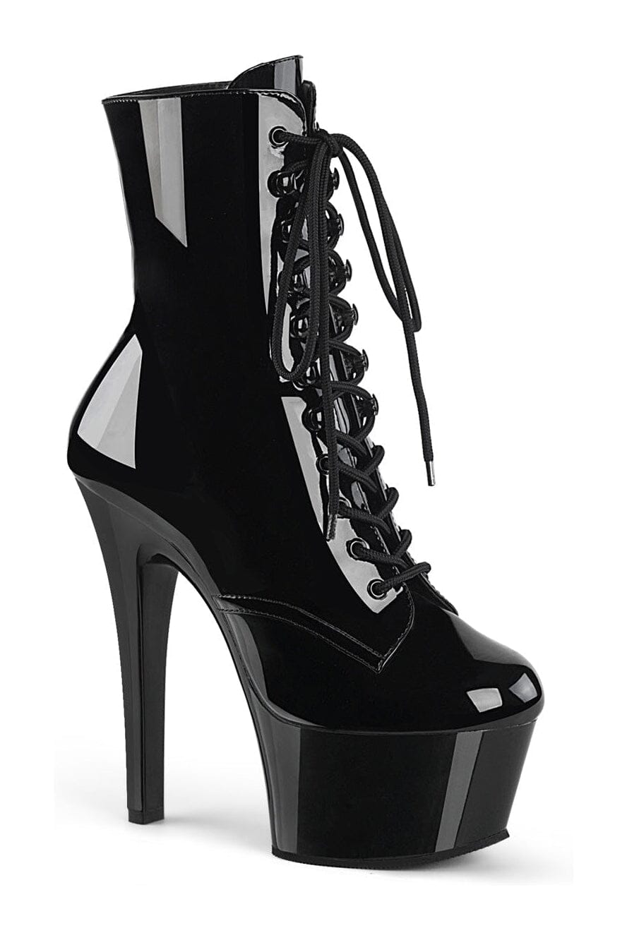 Pleaser ASPIRE-1020 Black Patent Ankle Boot in Black Patent from SexyShoes.com