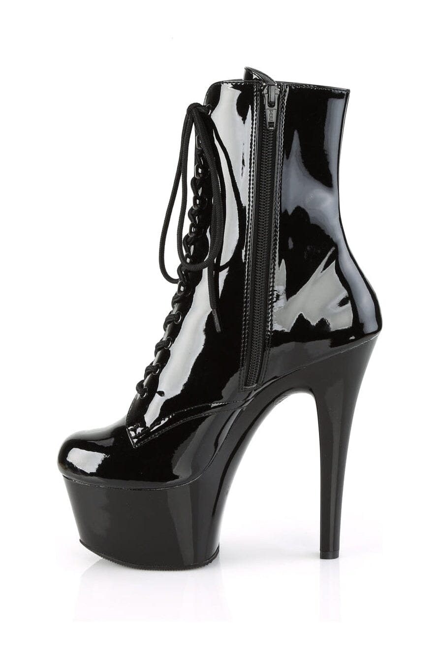 Pleaser ASPIRE-1020 Black Patent Ankle Boot in Black Patent