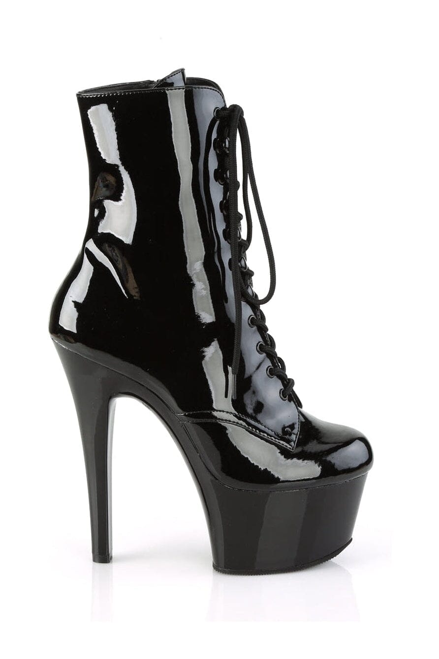 Pleaser ASPIRE-1020 Black Patent Ankle Boot in Black Patent