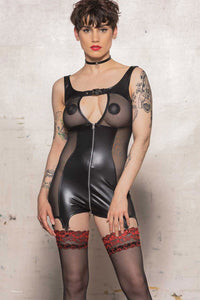 Patrice Catanzaro Alba Romper Wetlook in Black  from SexyShoes.com