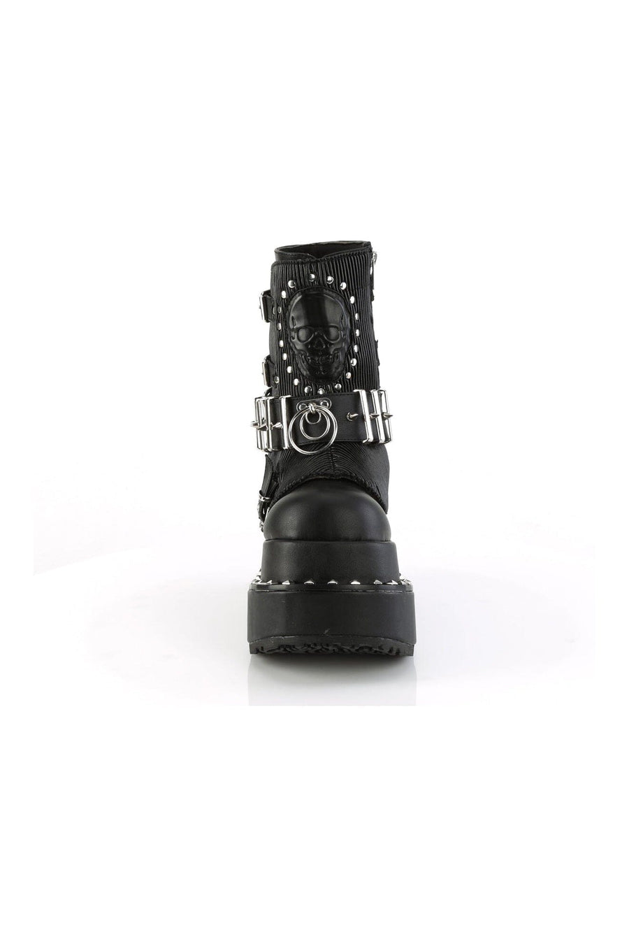 Demonia BEAR-150 Black Vegan Leather Ankle Boot in Black Vegan Leather
