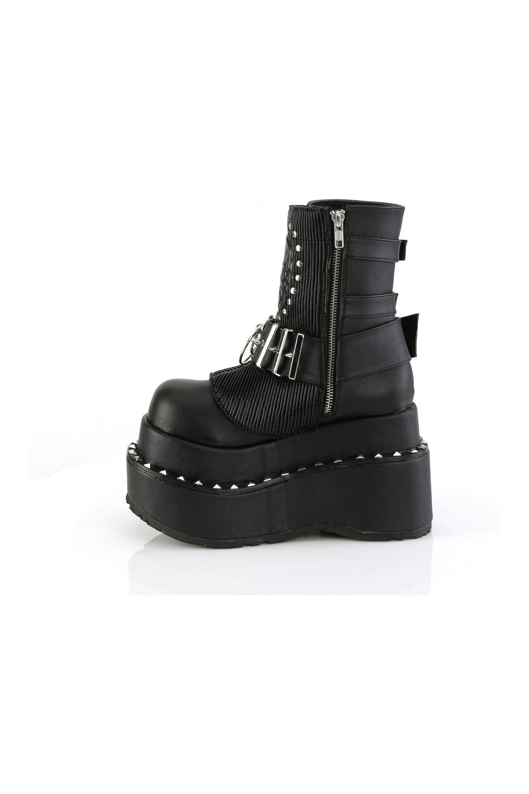 Demonia BEAR-150 Black Vegan Leather Ankle Boot in Black Vegan Leather