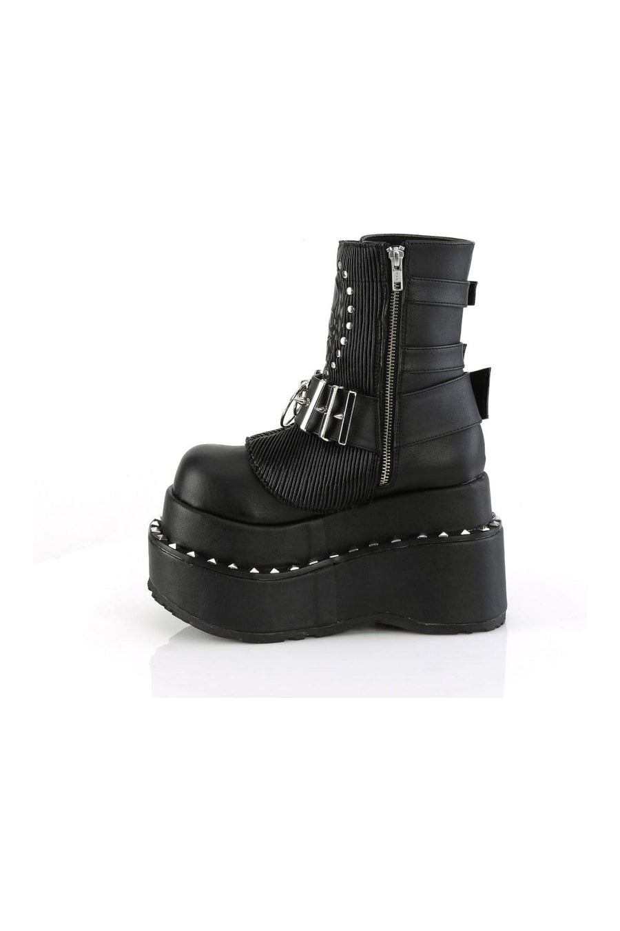 Demonia BEAR-150 Black Vegan Leather Ankle Boot in Black Vegan Leather