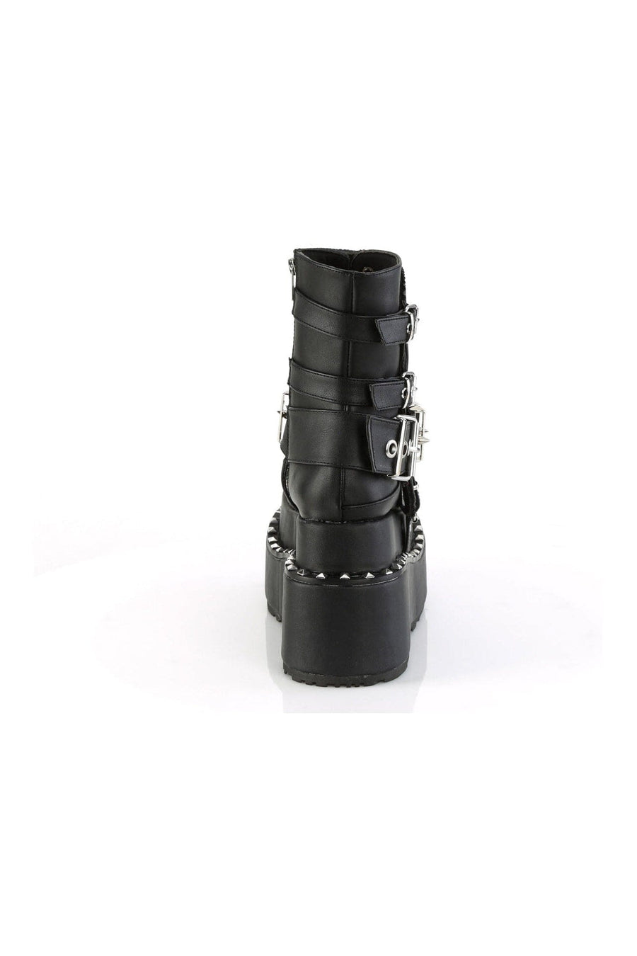 Demonia BEAR-150 Black Vegan Leather Ankle Boot in Black Vegan Leather