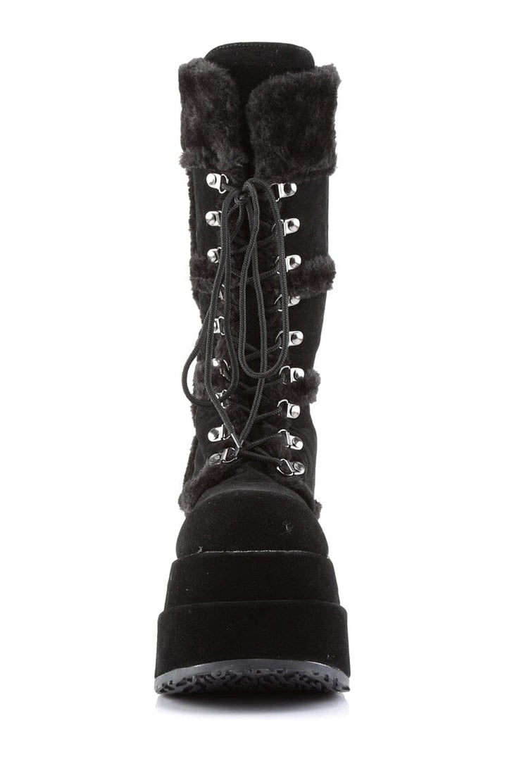 BEAR-202 Black Vegan Leather Knee Boot-Knee Boots-Demonia-SEXYSHOES.COM