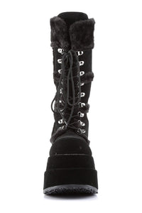 Demonia BEAR-202 Black Vegan Leather Knee Boot in Black Vegan Leather