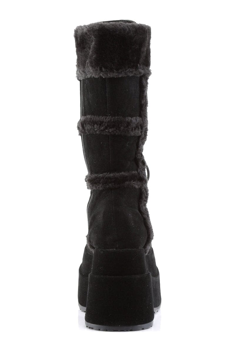 Demonia BEAR-202 Black Vegan Leather Knee Boot in Black Vegan Leather