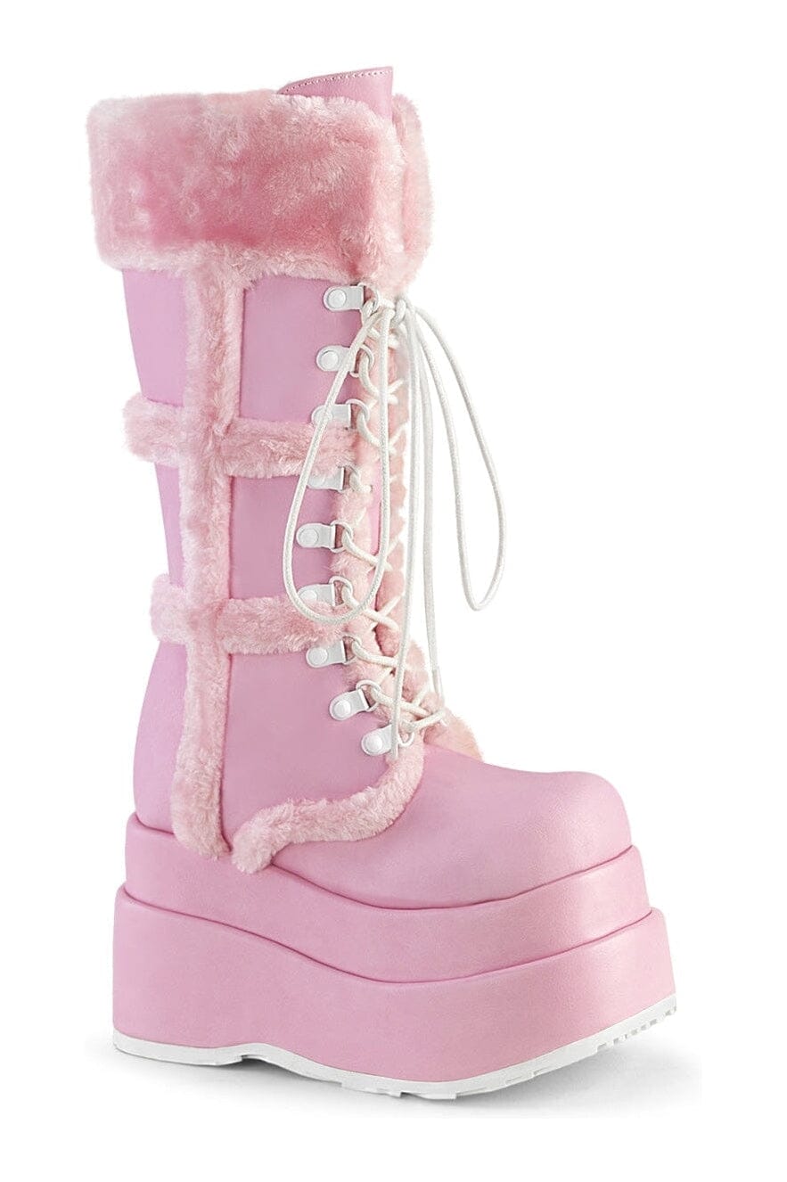 BEAR-202 Pink Vegan Leather Knee Boot-Knee Boots-Demonia-Pink-10-Vegan Leather-SEXYSHOES.COM