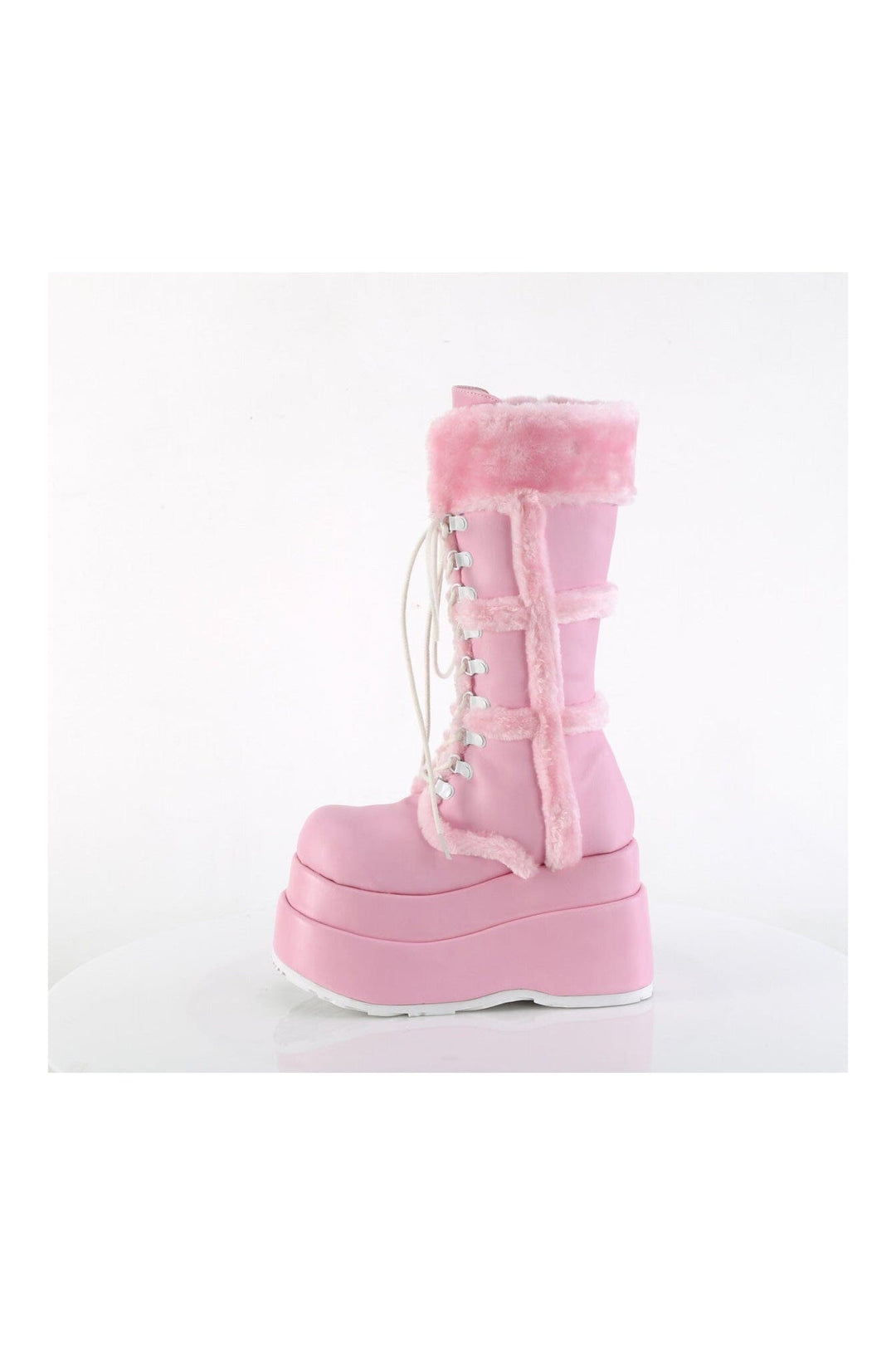 Demonia BEAR-202 Pink Vegan Leather Knee Boot in Pink Vegan Leather