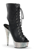 BEJEWELED-1016-6 Black Faux Leather Ankle Boot