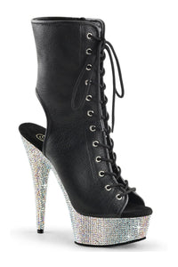 Pleaser BEJEWELED-1016-6 Black Faux Leather Ankle Boot in Black Faux Leather from SexyShoes.com