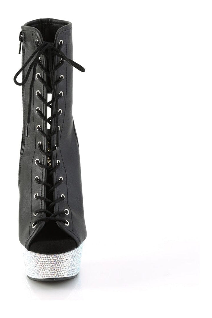 BEJEWELED-1016-6 Black Faux Leather Ankle Boot
