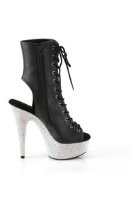 Pleaser BEJEWELED-1016-6 Black Faux Leather Ankle Boot in Black Faux Leather