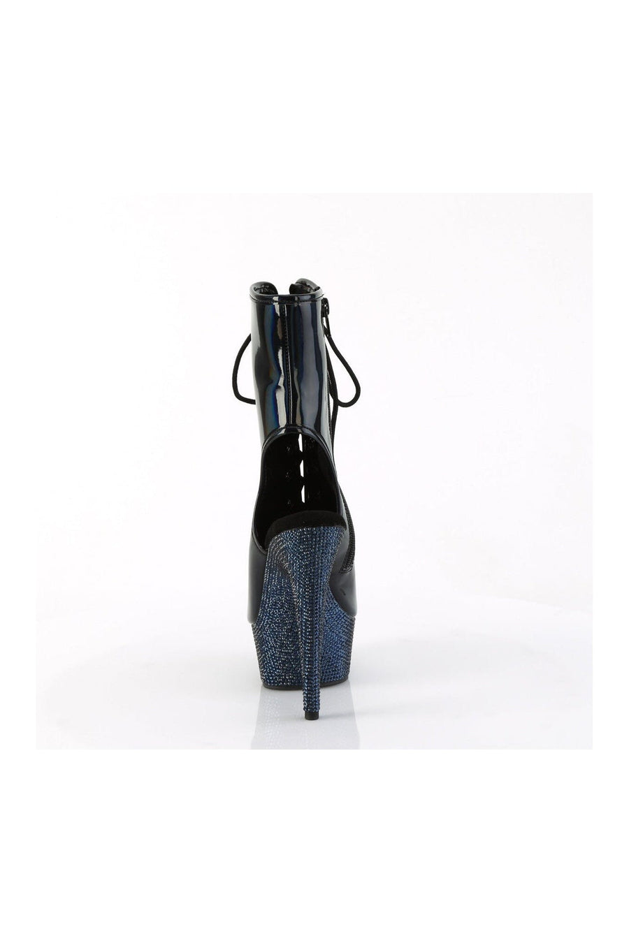 Pleaser BEJEWELED-1016-6 Black Patent Ankle Boot in Black Patent