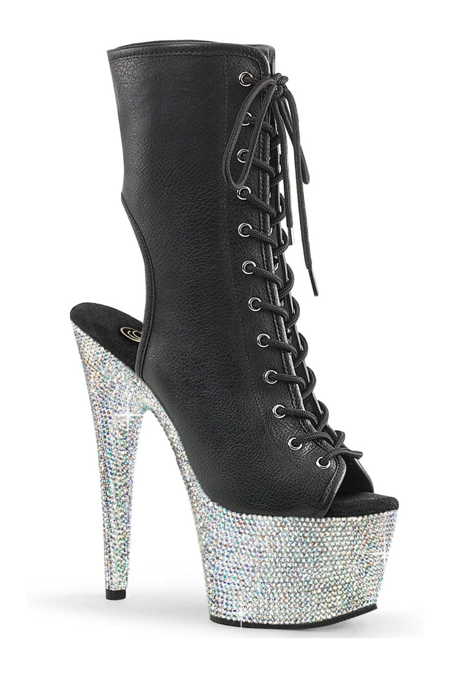 BEJEWELED-1016-7 Black Faux Leather Ankle Boot-Ankle Boots-Pleaser-Black-10-Faux Leather-SEXYSHOES.COM