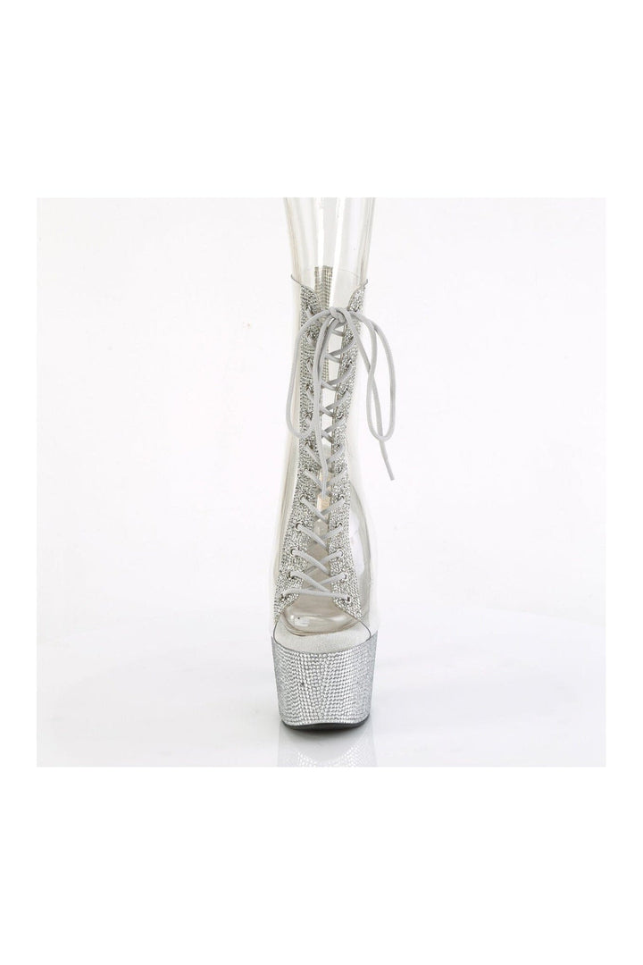 BEJEWELED-1016C-2-7 Clear Vinyl Ankle Boot