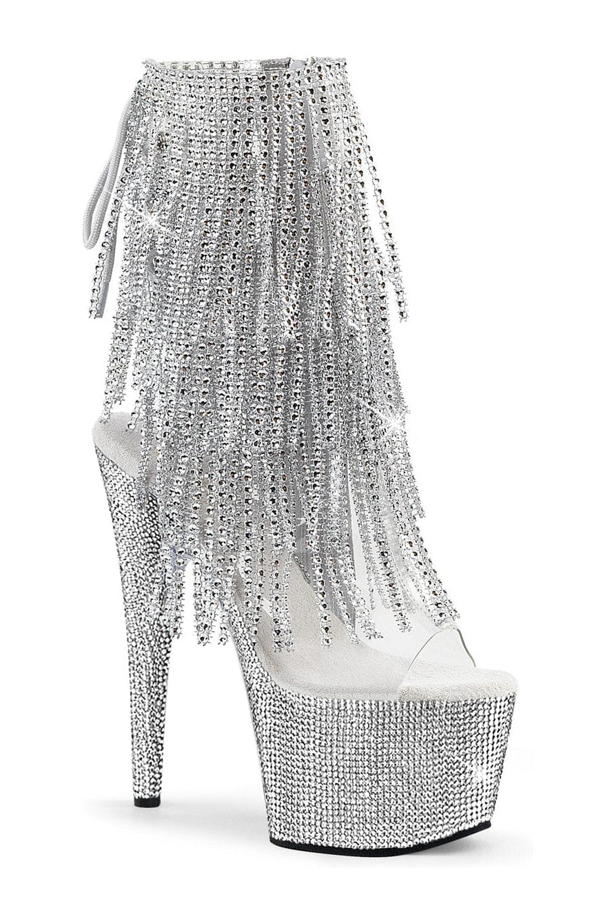 Pleaser BEJEWELED-1017RSF-7 Clear Vinyl Ankle Boot in Clear Vinyl from SexyShoes.com