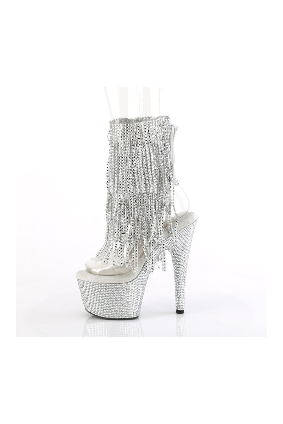 Pleaser BEJEWELED-1017RSF-7 Clear Vinyl Ankle Boot in Clear Vinyl