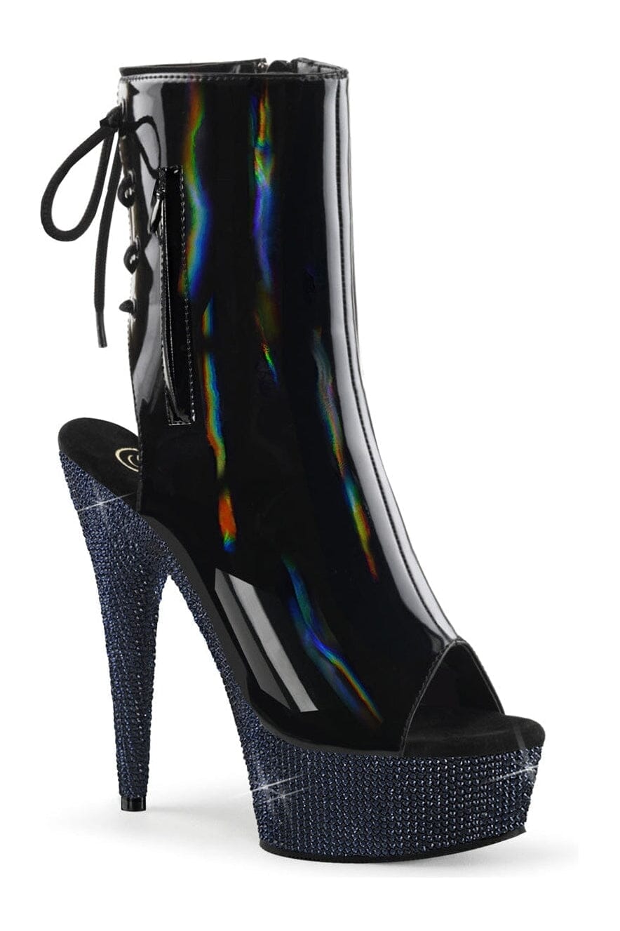 Pleaser BEJEWELED-1018DM-6 Black Patent Ankle Boot in Black Patent from SexyShoes.com