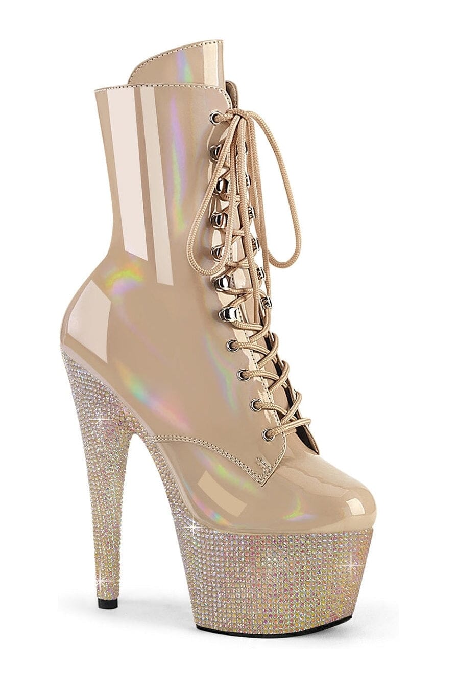 BEJEWELED-1020-7 Nude Patent Ankle Boot-Ankle Boots-Pleaser-Nude-10-Patent-SEXYSHOES.COM