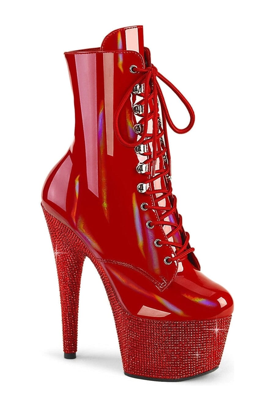 BEJEWELED-1020-7 Red Patent Ankle Boot-Ankle Boots-Pleaser-Red-10-Patent-SEXYSHOES.COM