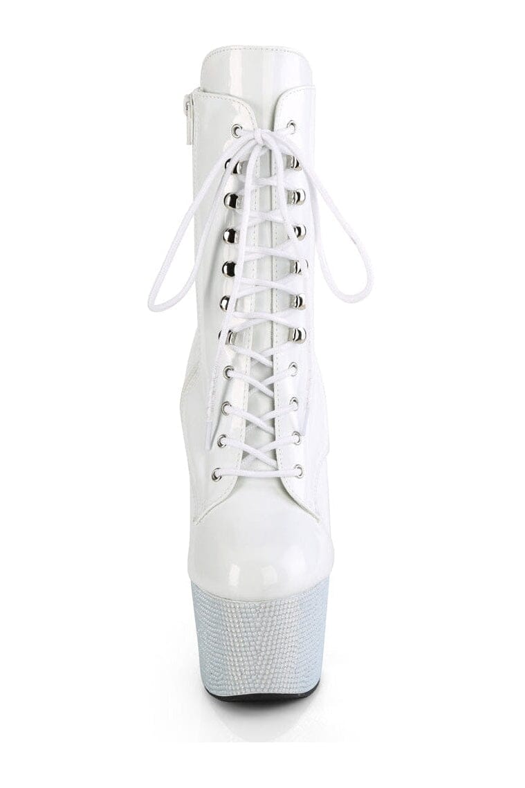 Pleaser BEJEWELED-1020-7 White Patent Ankle Boot in White Patent